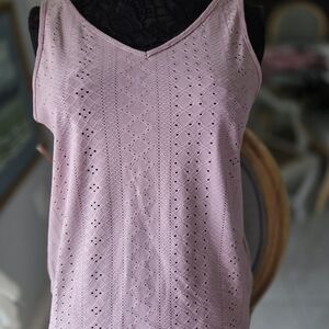 Pink Sleeveless Eyelet Top